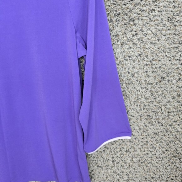 Susan Graver Top Womens Small Purple Liquid Knit Scoop Neck Blouse 3/4 Sleeve - Picture 2 of 7